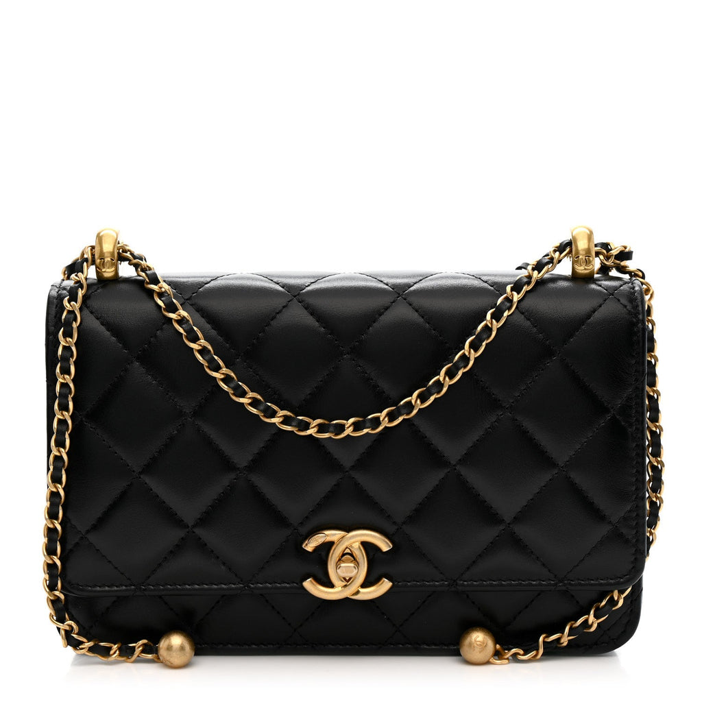 Chanel Calfskin Quilted Perfect Fit Wallet On Chain WOC Black