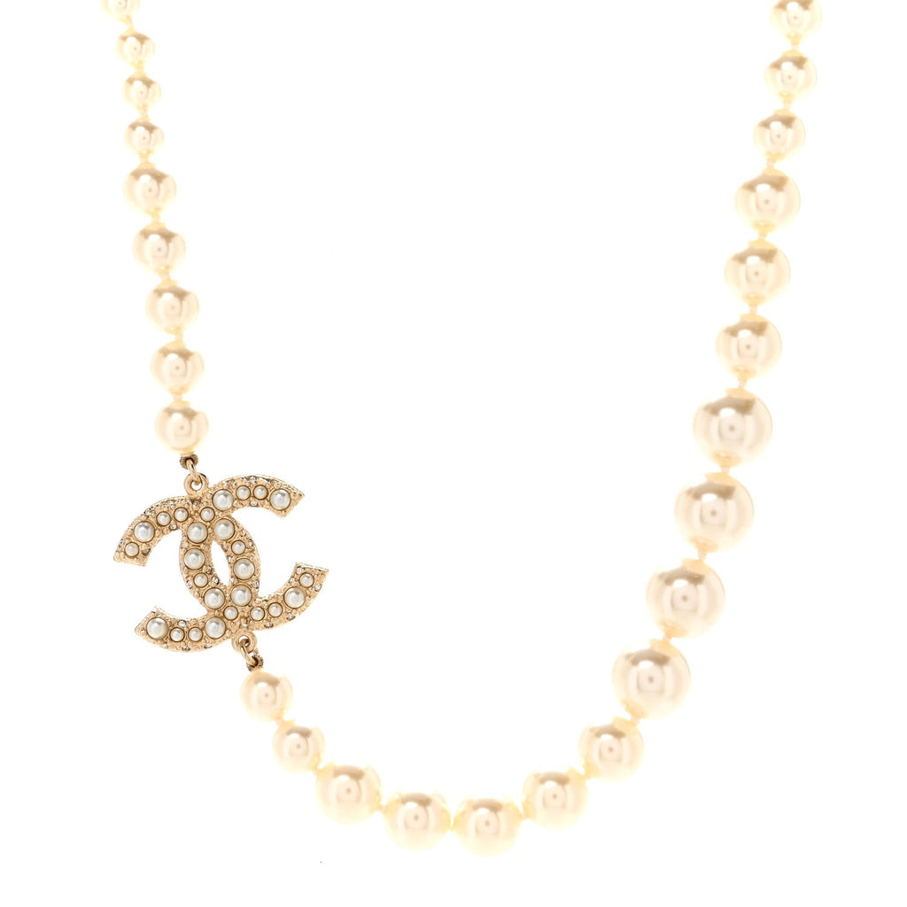 Pearl CC 100th Anniversary Necklace Light Gold