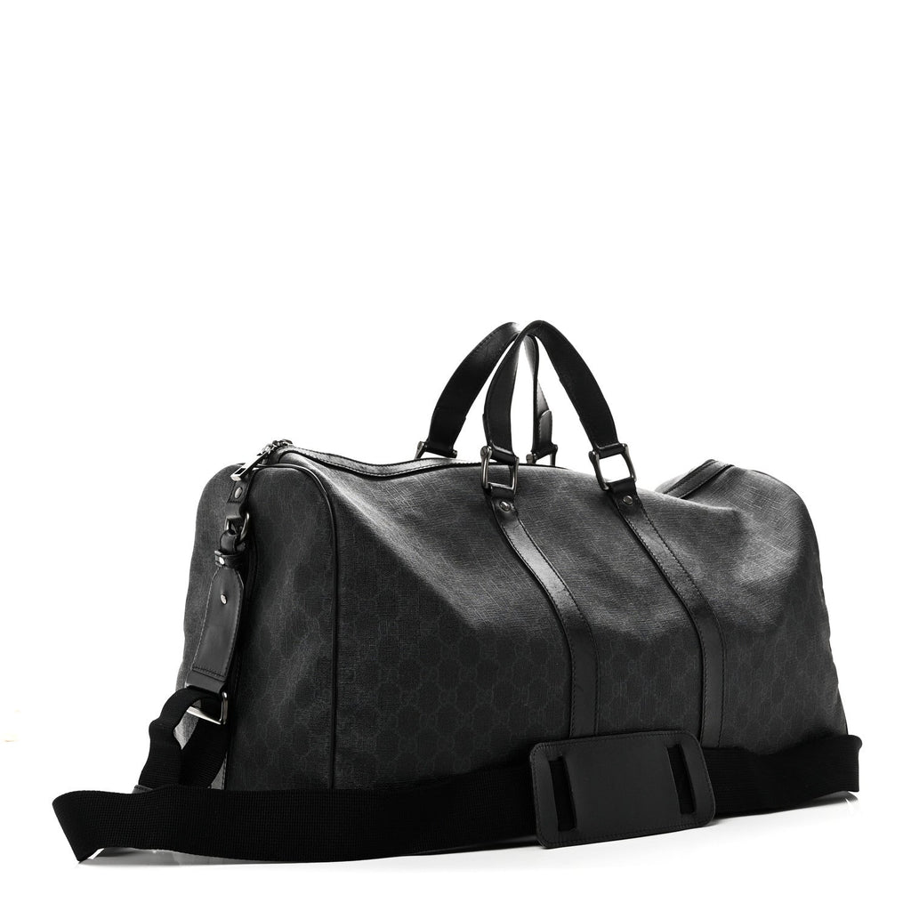 Gucci GG Supreme Monogram Medium Carry-On Duffle Bag Black Grey