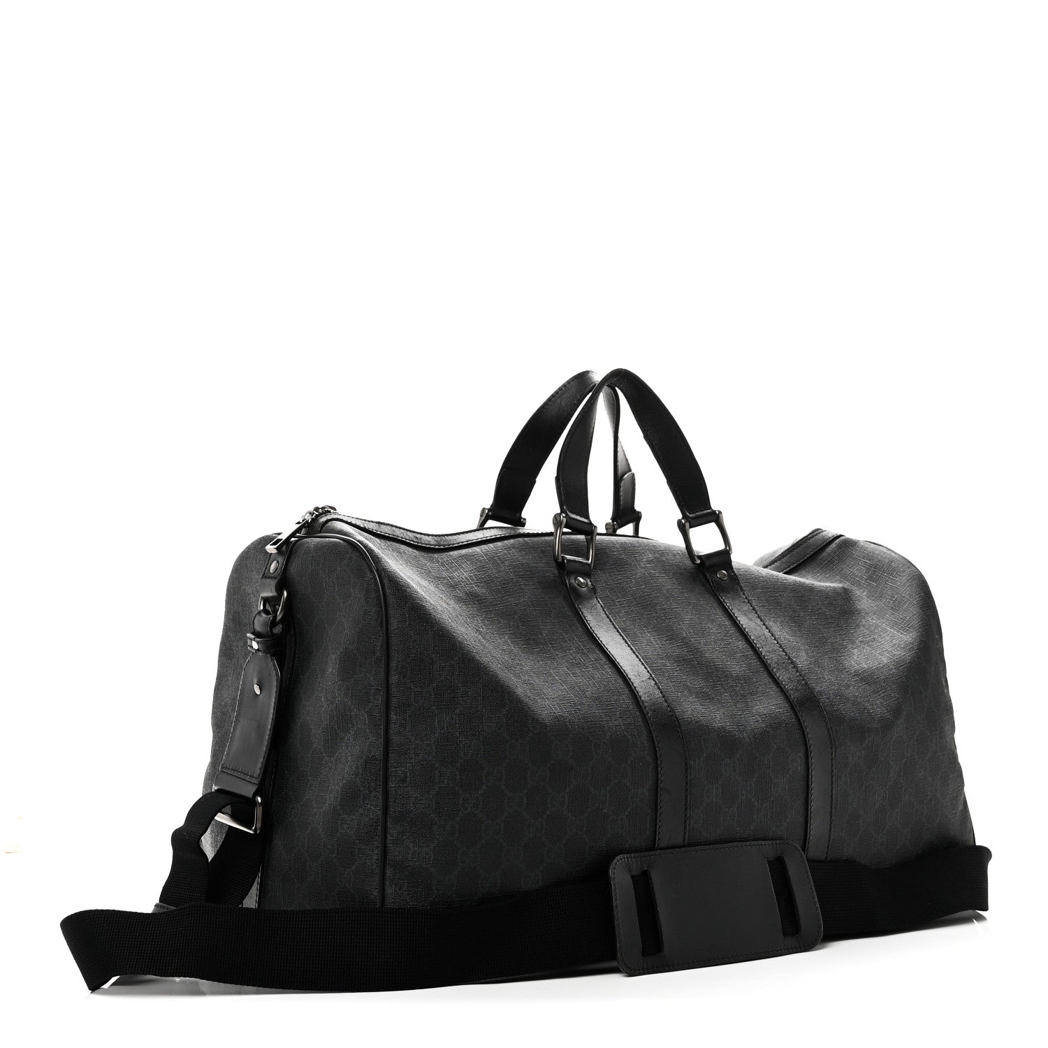 Gucci GG Supreme Monogram Medium Carry-On Duffle Bag Black Grey
