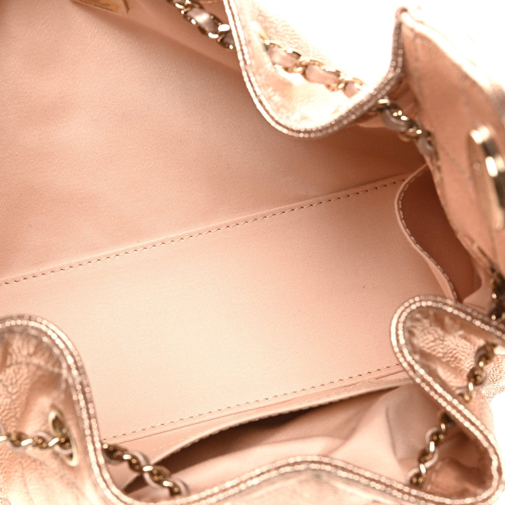 Chanel Metallic Caviar Quilted Mini Chanel 25 Handbag Copper