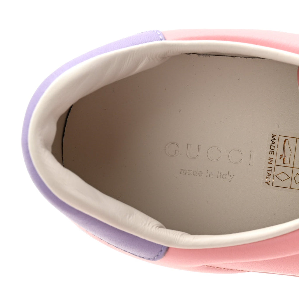 Gucci Miro Soft Calfskin Interlocking G Perforated Womens Ace Sneakers 36.5 Wild Rose Lapis