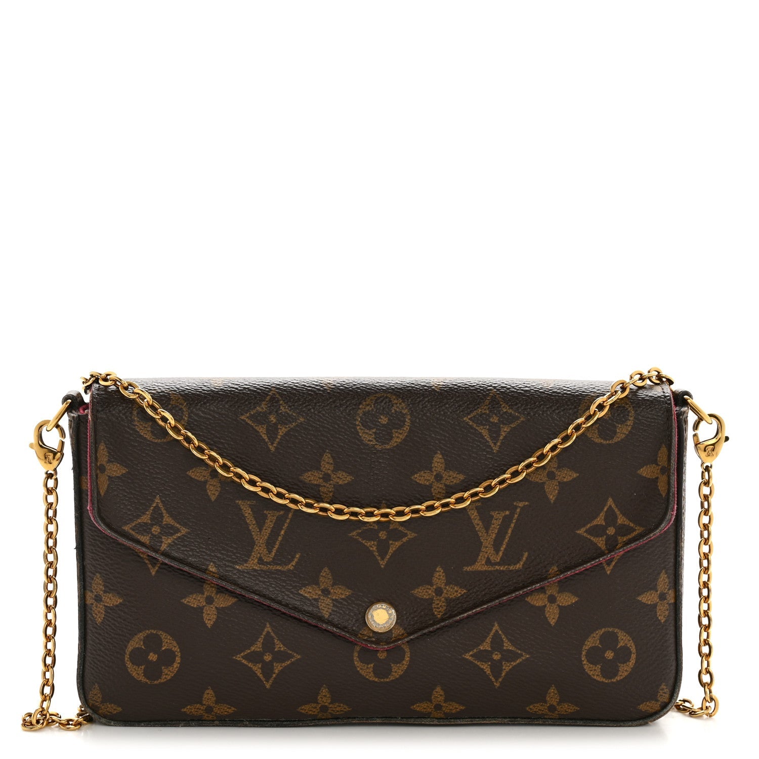 Louis Vuitton Monogram Pochette Felicie Chain Wallet Fuchsia