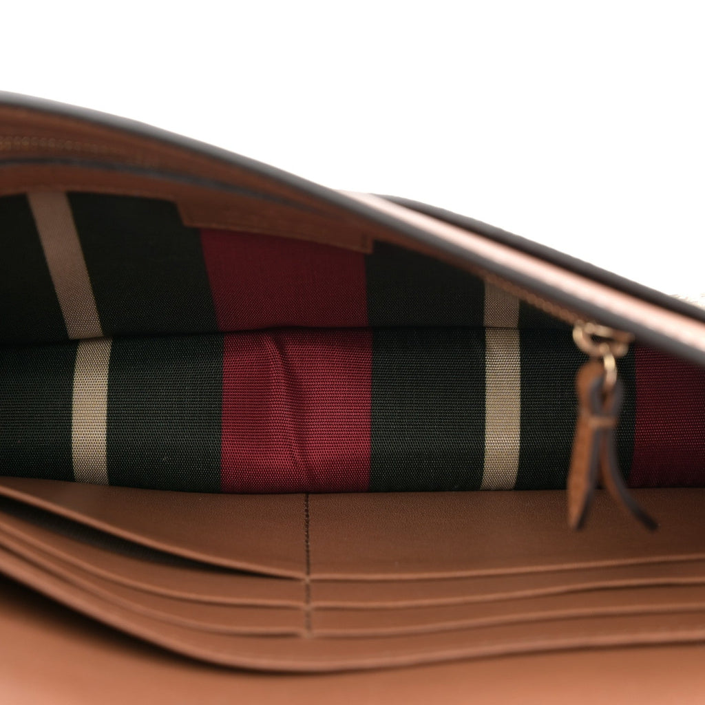 Gucci GG Supreme Monogram Textured Calfskin Emblem Super Mini Shoulder Bag Beige Dark Brown
