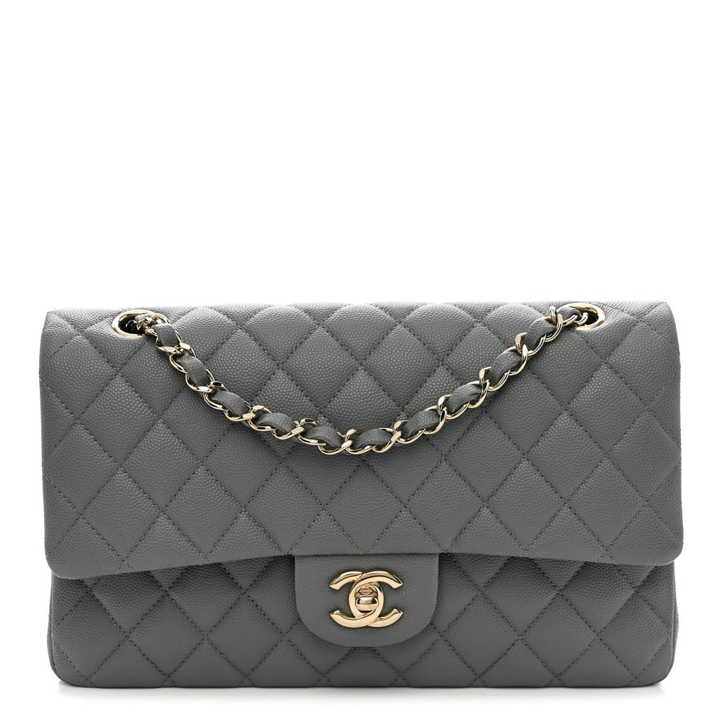 Chanel Caviar Quilted Medium Double Flap Grey