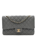 Chanel Caviar Quilted Medium Double Flap Grey