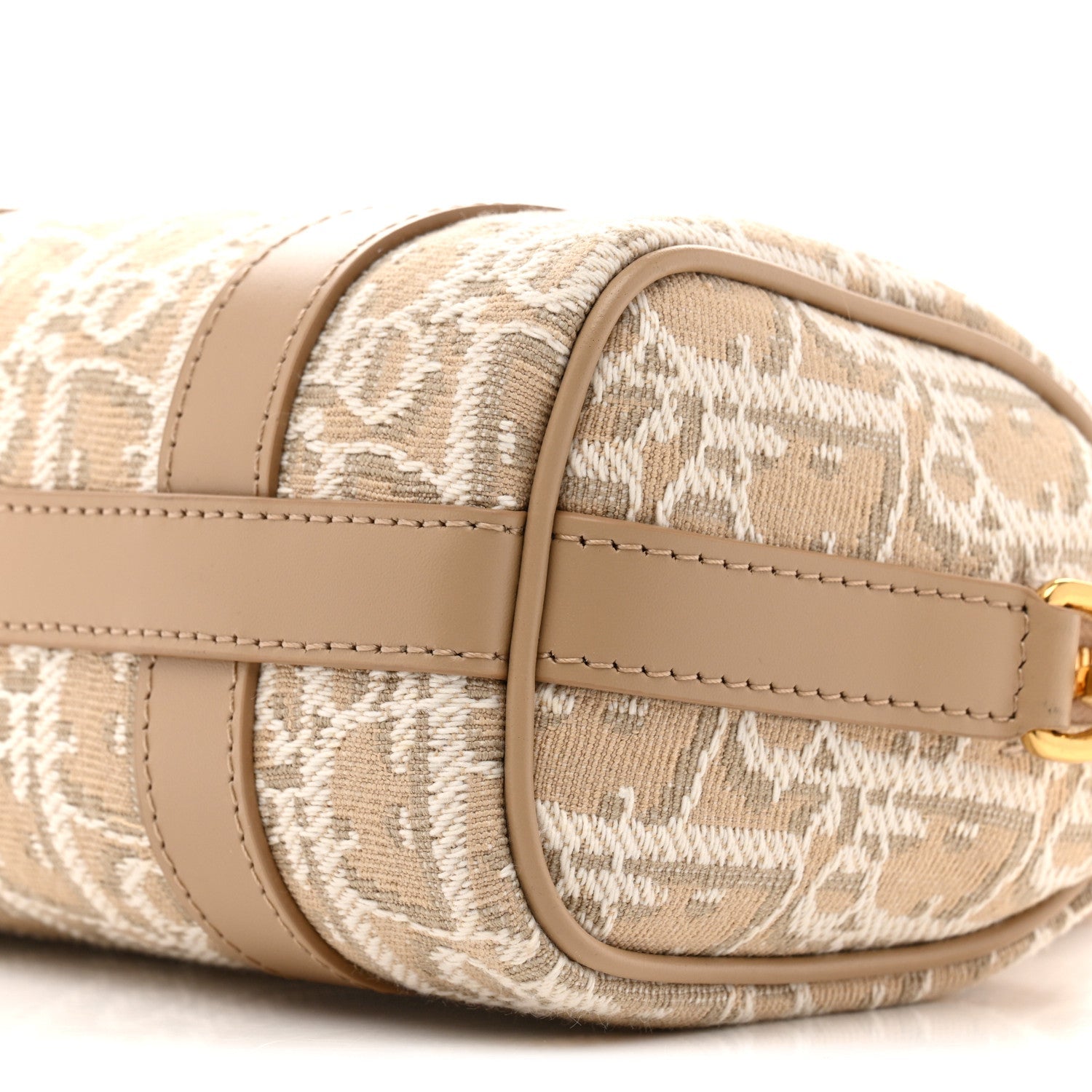 Christian Dior Oblique Chambray Groove 17 Bag Natural