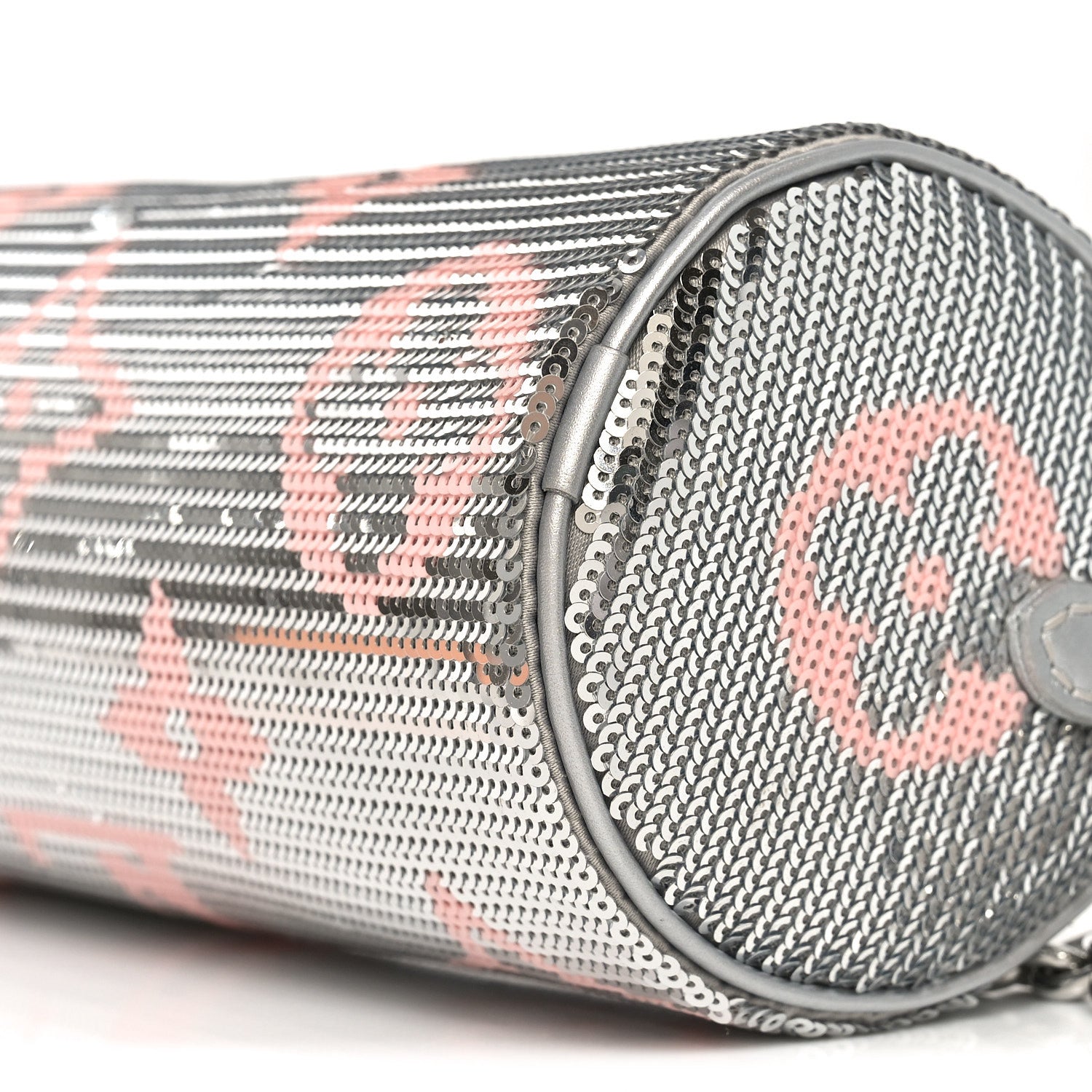 Louis Vuitton Satin Sequin Monogram Giant Papillon Silver Pink