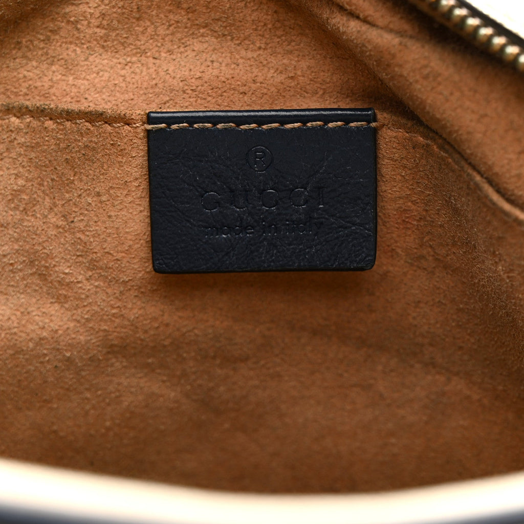 Gucci Vintage Effect Calfskin Matelasse Diagonal Small Torchon GG Marmont Chain Shoulder Bag Mystic White Blue Agata