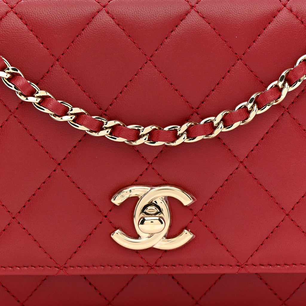 Chanel Lambskin Quilted Trendy CC Wallet On Chain WOC Red