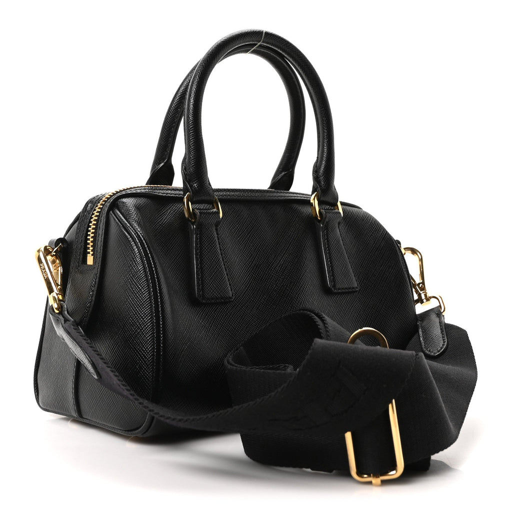 Prada Saffiano Lux Mini Boston Crossbody Bag Black