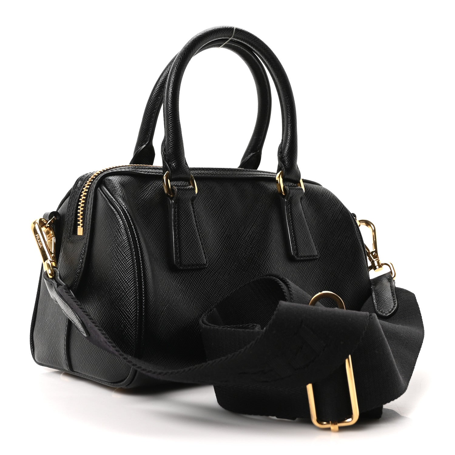 Prada Saffiano Lux Mini Boston Crossbody Bag Black