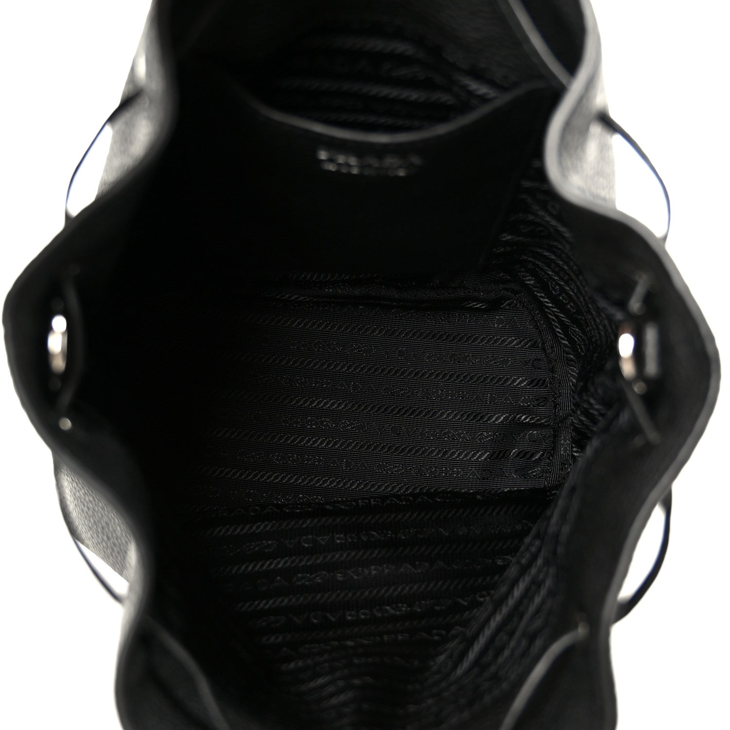 Prada Vitello Daino Soft Drawstring Bucket Bag Black