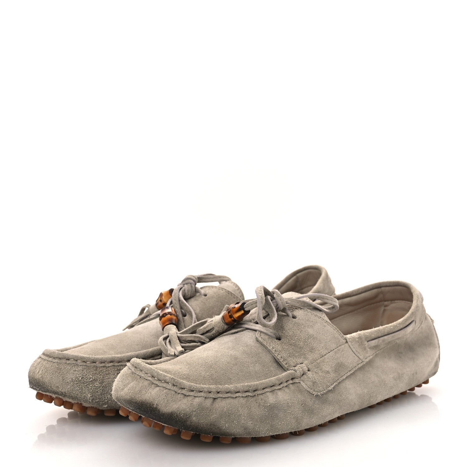 Gucci Suede Bamboo Tassel Mens Driver Loafers 9 Beige