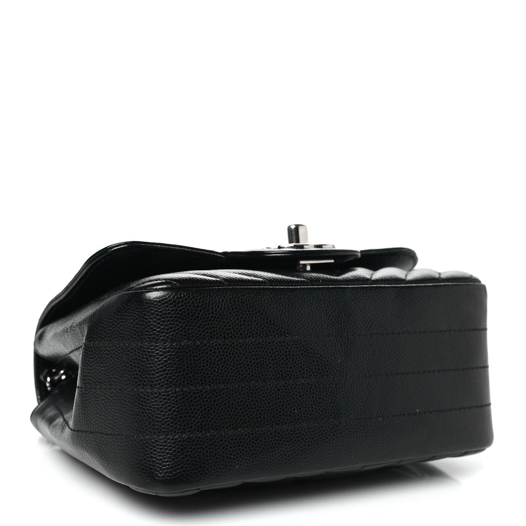 Chanel Caviar Chevron Quilted Mini Square Flap Black