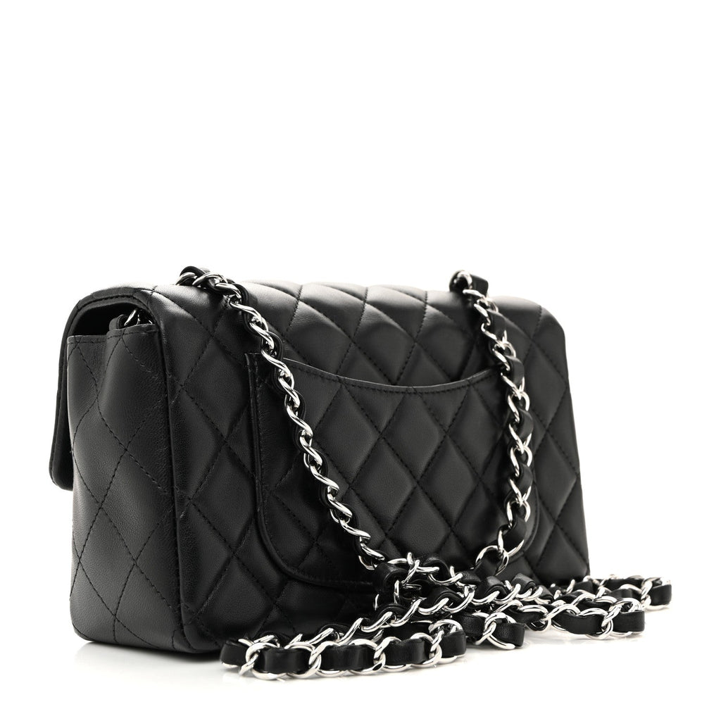 Chanel Lambskin Quilted Mini Rectangular Flap Black