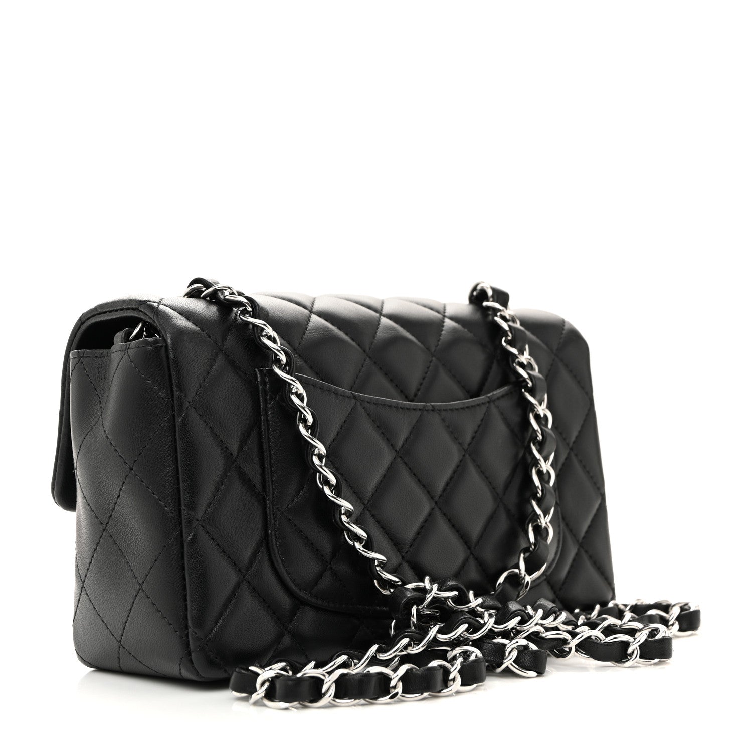 Chanel Lambskin Quilted Mini Rectangular Flap Black