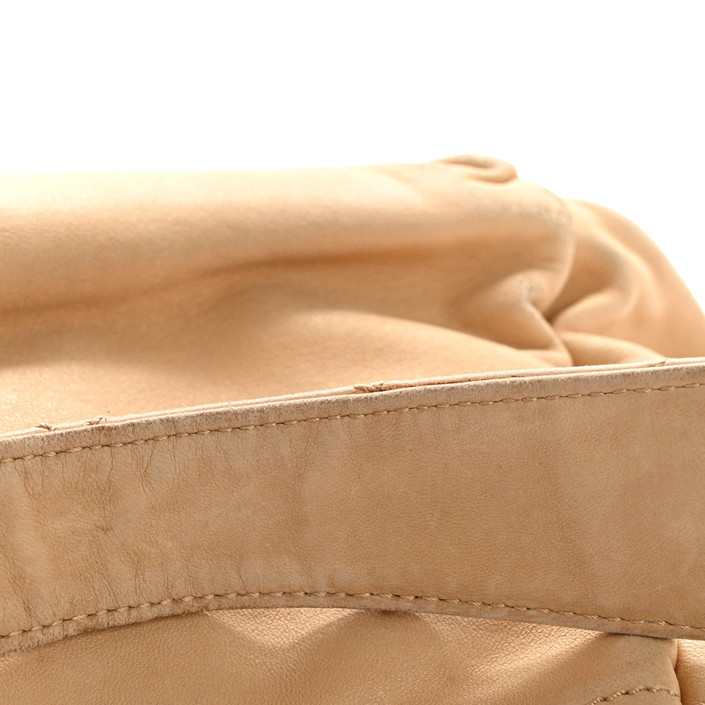 Chanel Lambskin Stitched Accordion Flap Tote Beige