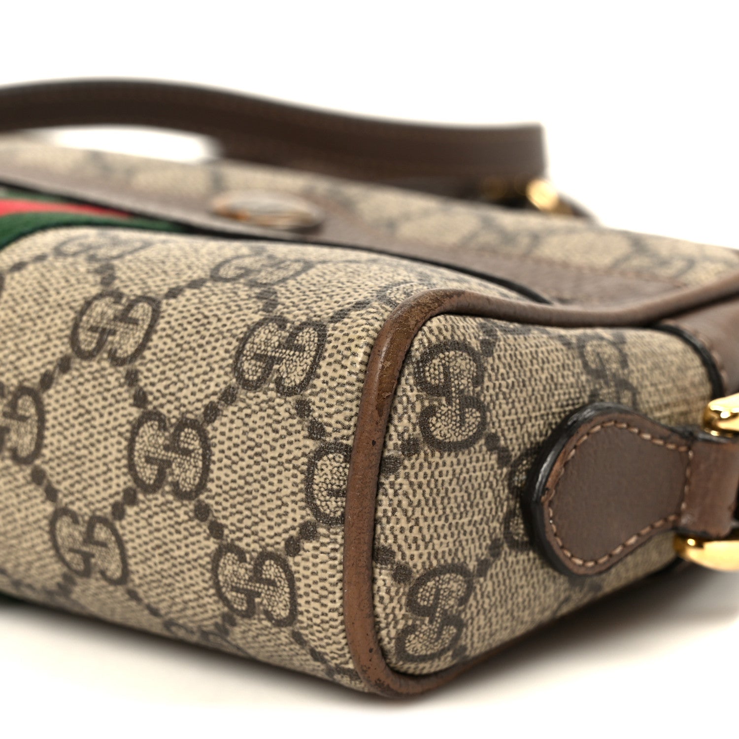 Gucci GG Supreme Monogram Web Mini Ophidia Shoulder Bag Brown