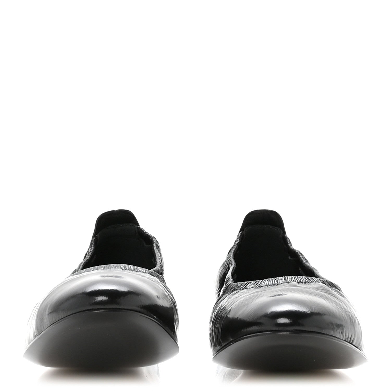 Lambskin Shiny Goatskin Calfskin Ballerina Flats 39.5 Black