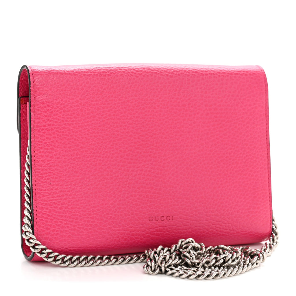 Gucci Dollar Calfskin Crystal Mini Dionysus Chain Wallet Box Pink
