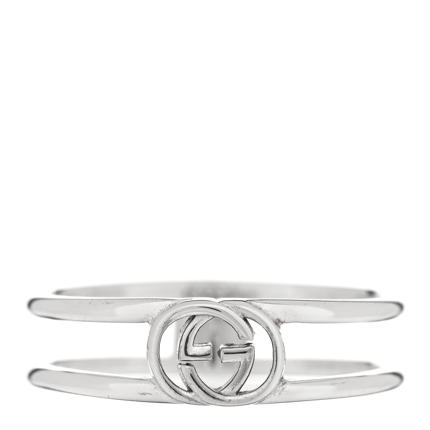 Gucci Sterling Silver 6mm Interlocking G Open Band Ring 61 9.5