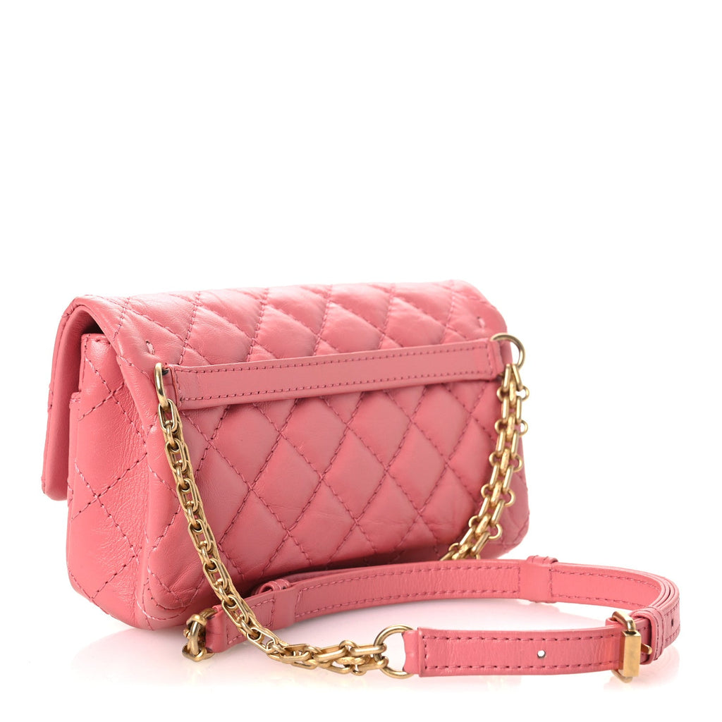 Chanel Aged Calfskin Quilted 2.55 Reissue Flap Belt Bag Pink