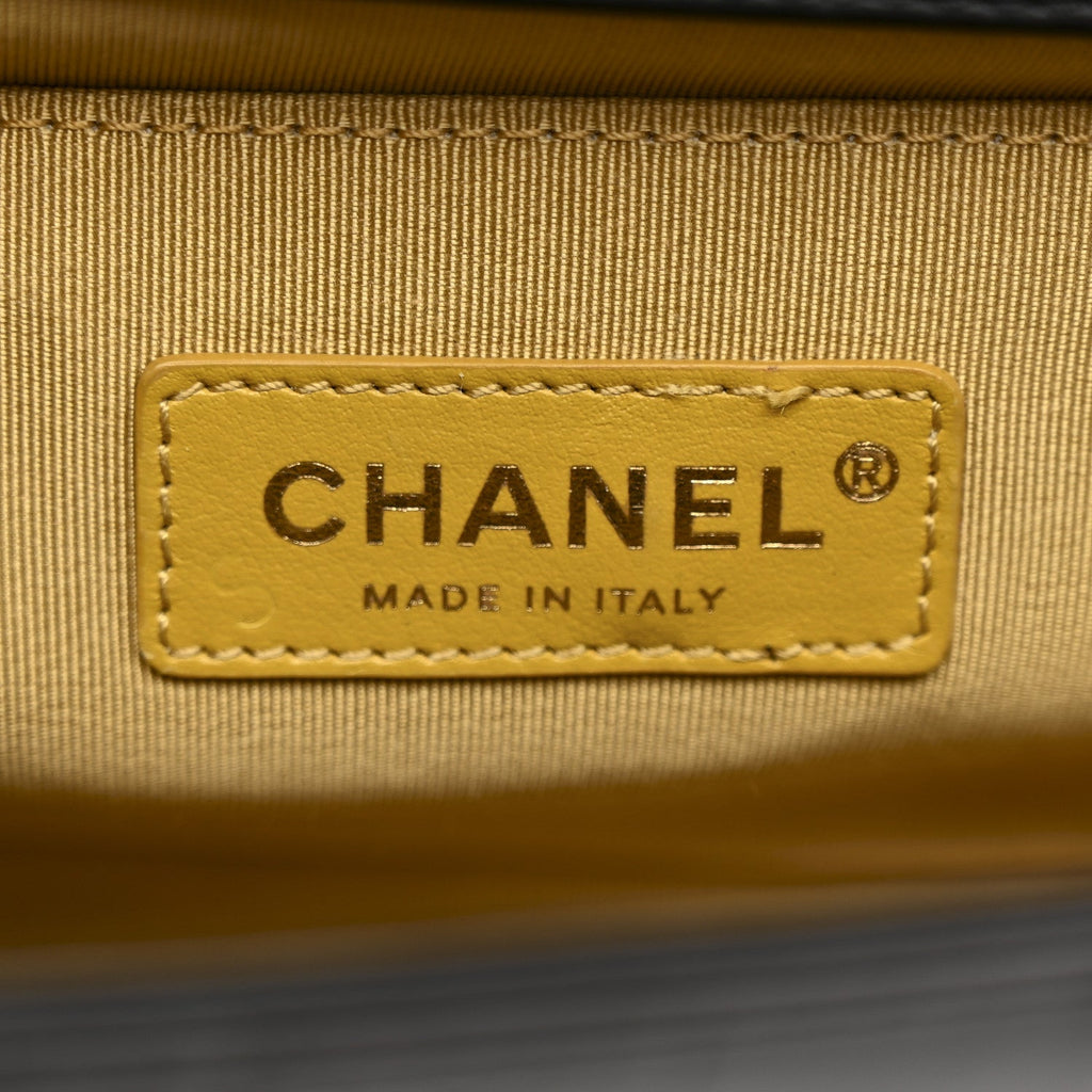 Chanel Calfskin Crocodile Embossed Graffiti Cocodile Medium Boy Flap Black
