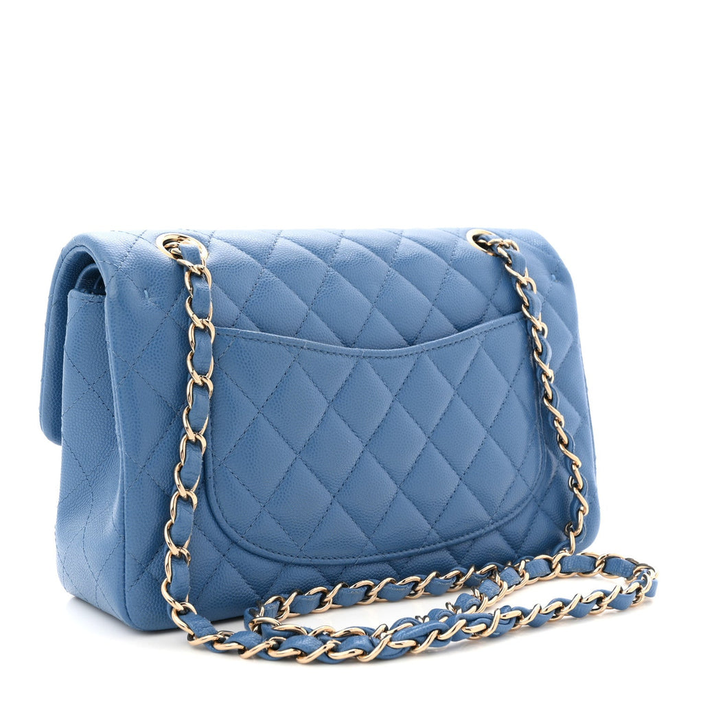 Chanel Caviar Quilted Small Double Flap Blue