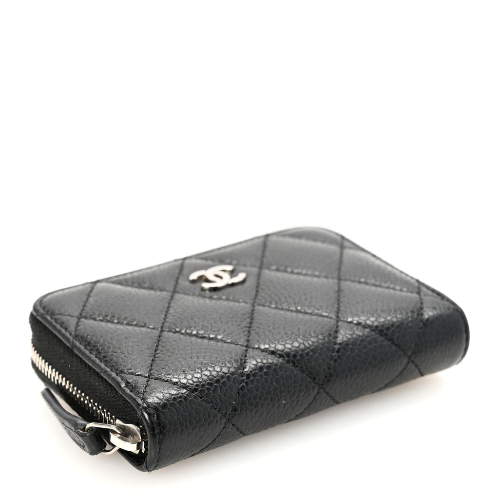 Caviar Quilted Zip Coin Purse Black