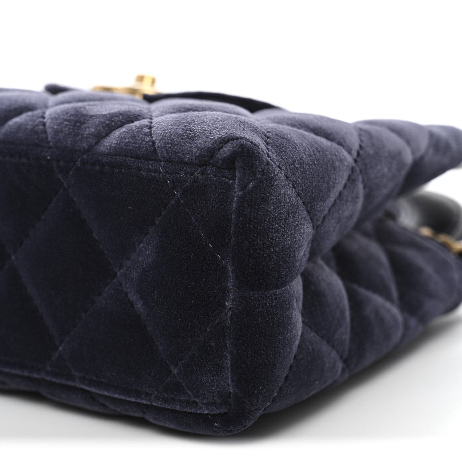 Chanel Velvet Quilted Nano Kelly Shopper Navy