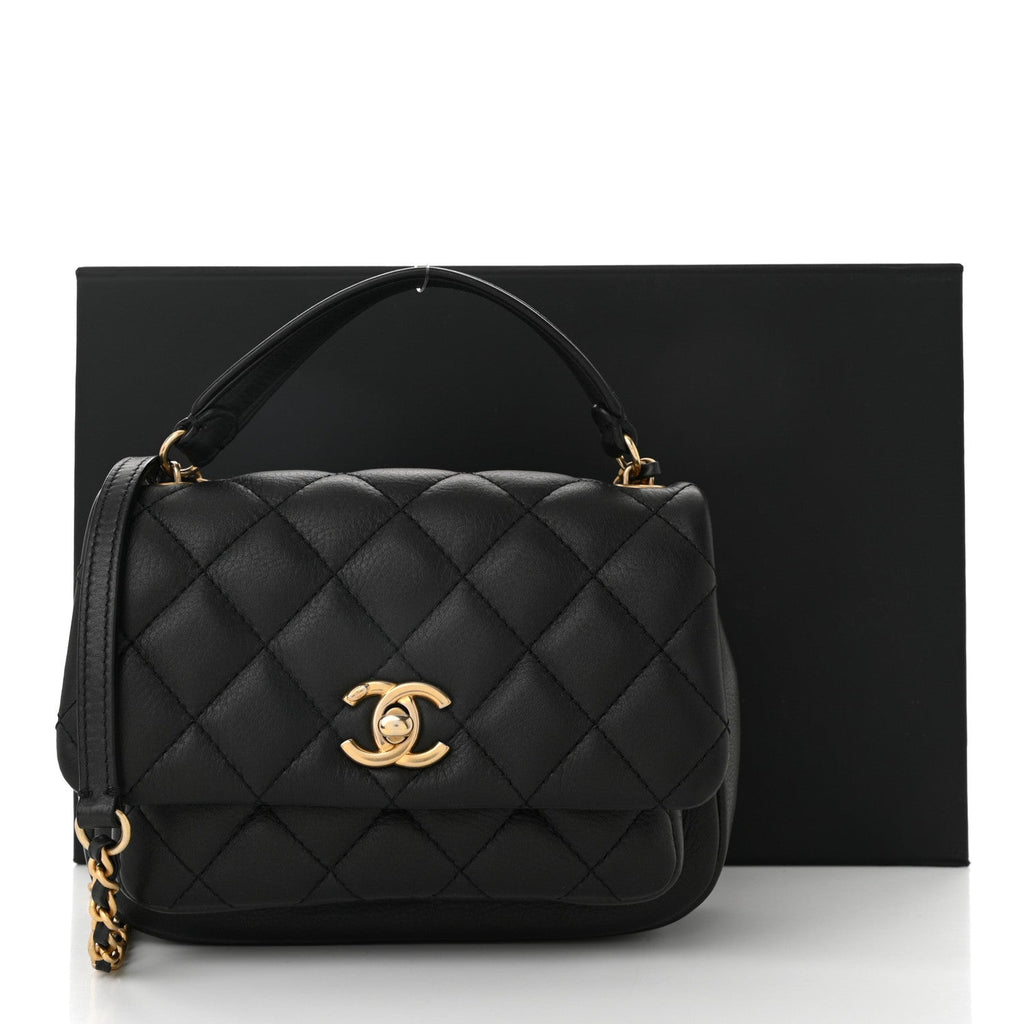 Chanel Calfskin Quilted Top Handle Flap Black