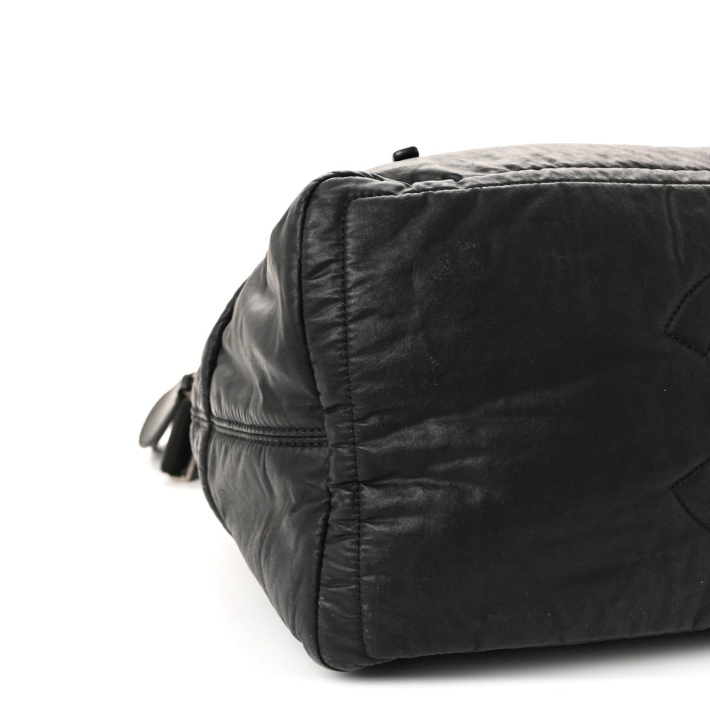 Chanel Coated Canvas Quilted Large Garment Travel Bag Black