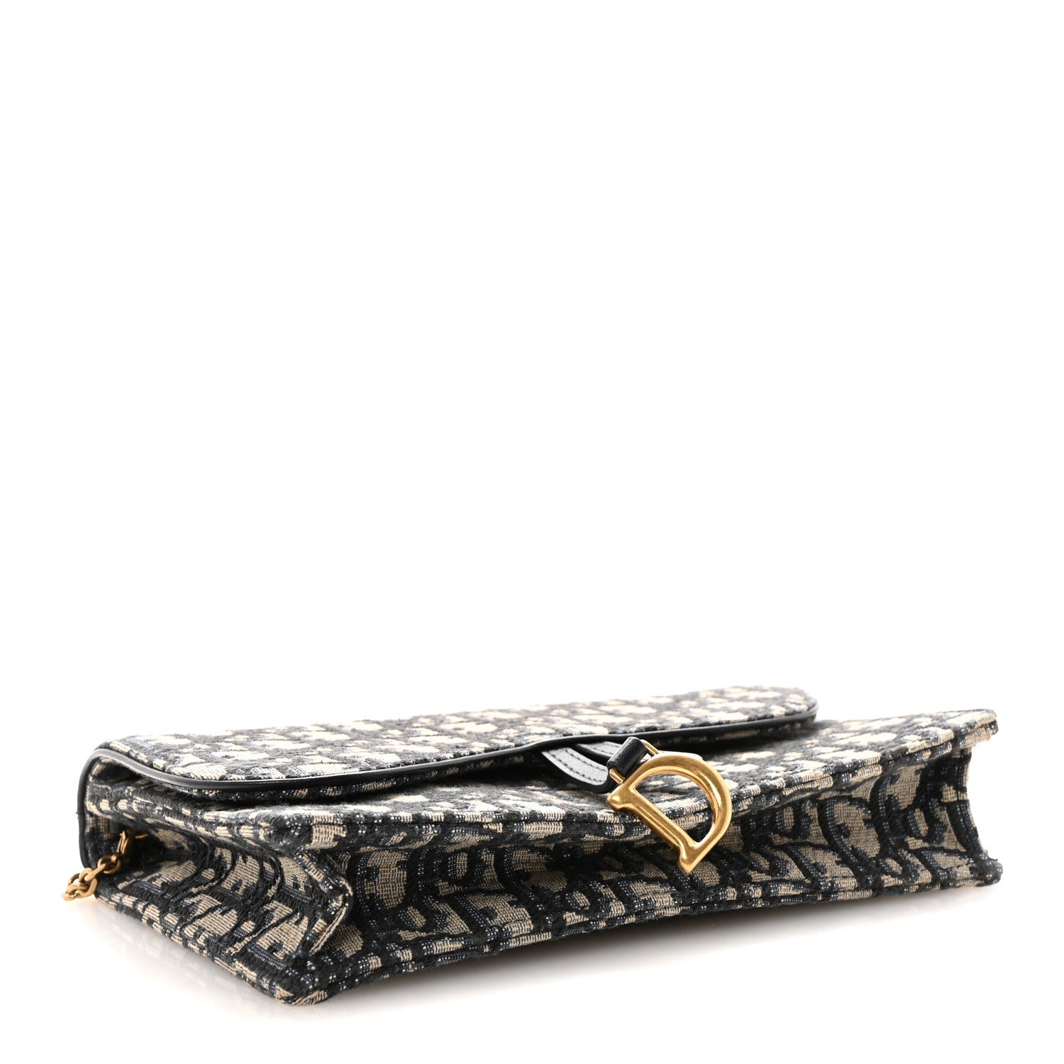 Christian Dior Oblique Saddle Chain Pouch Blue