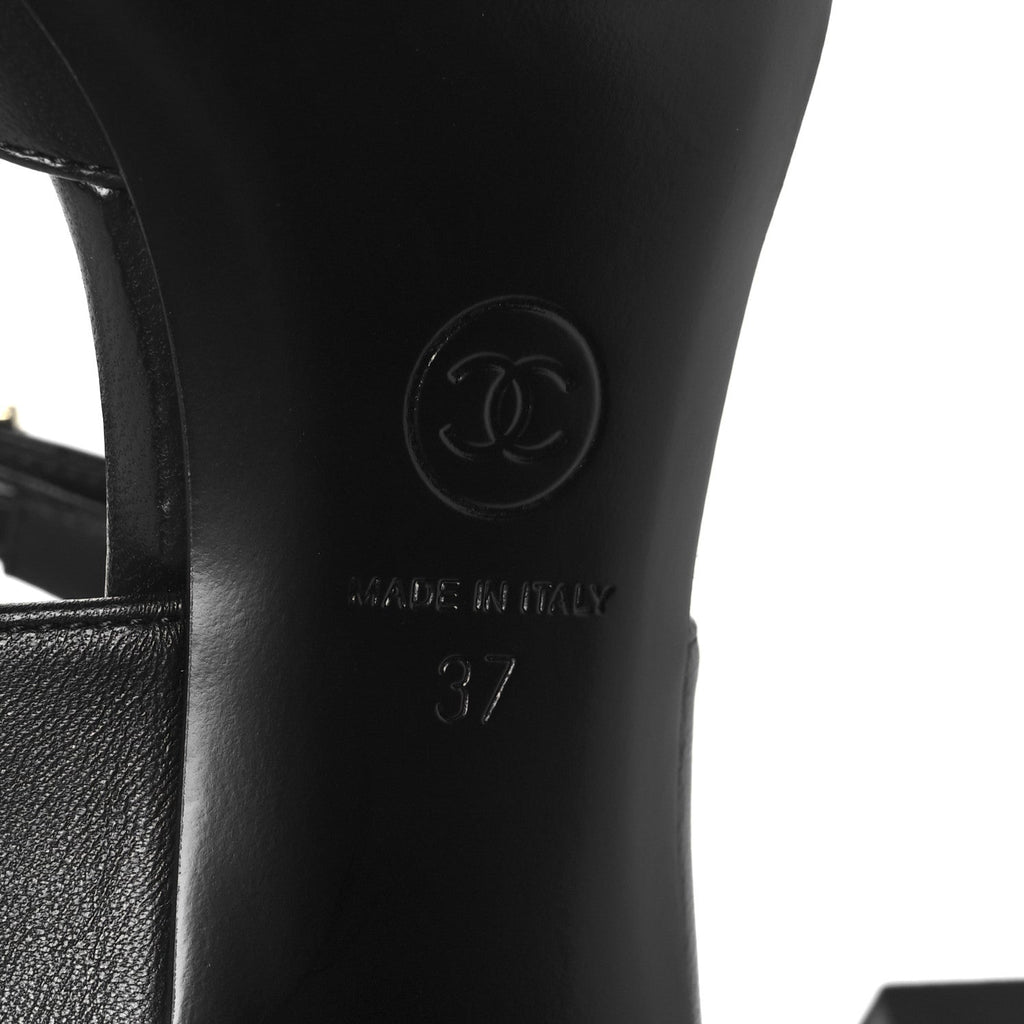 Lambskin CC Strappy Sandal 37 Black