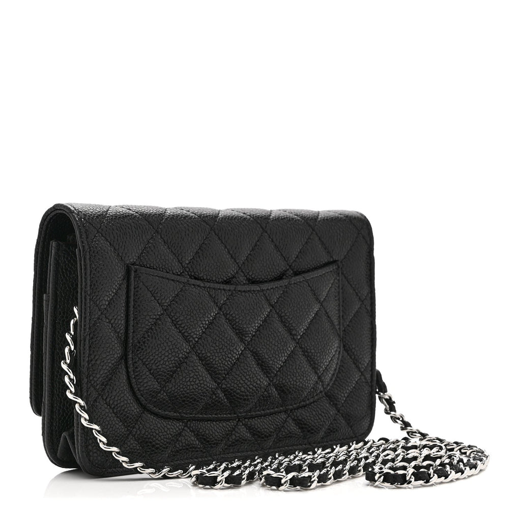 Chanel Caviar Quilted CC Turnlock Wallet On Chain WOC Black
