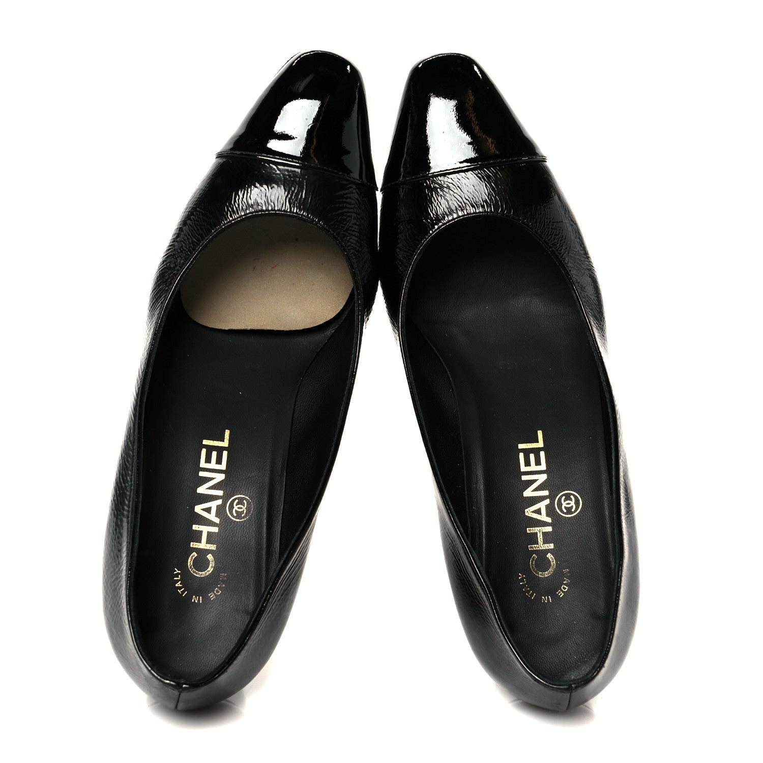 Patent Calfskin Cap Toe Mary Janes 36.5 Black