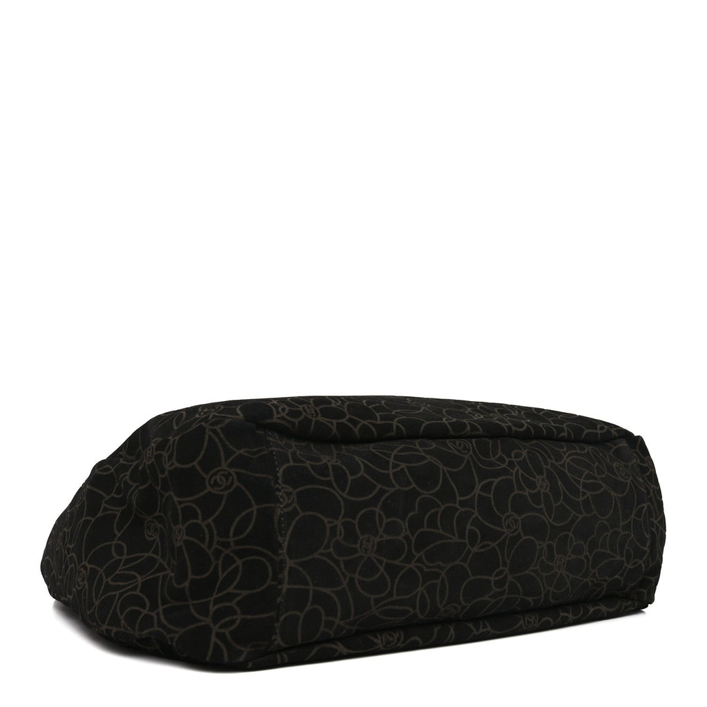 Chanel Suede Camellia Hobo Bag Black