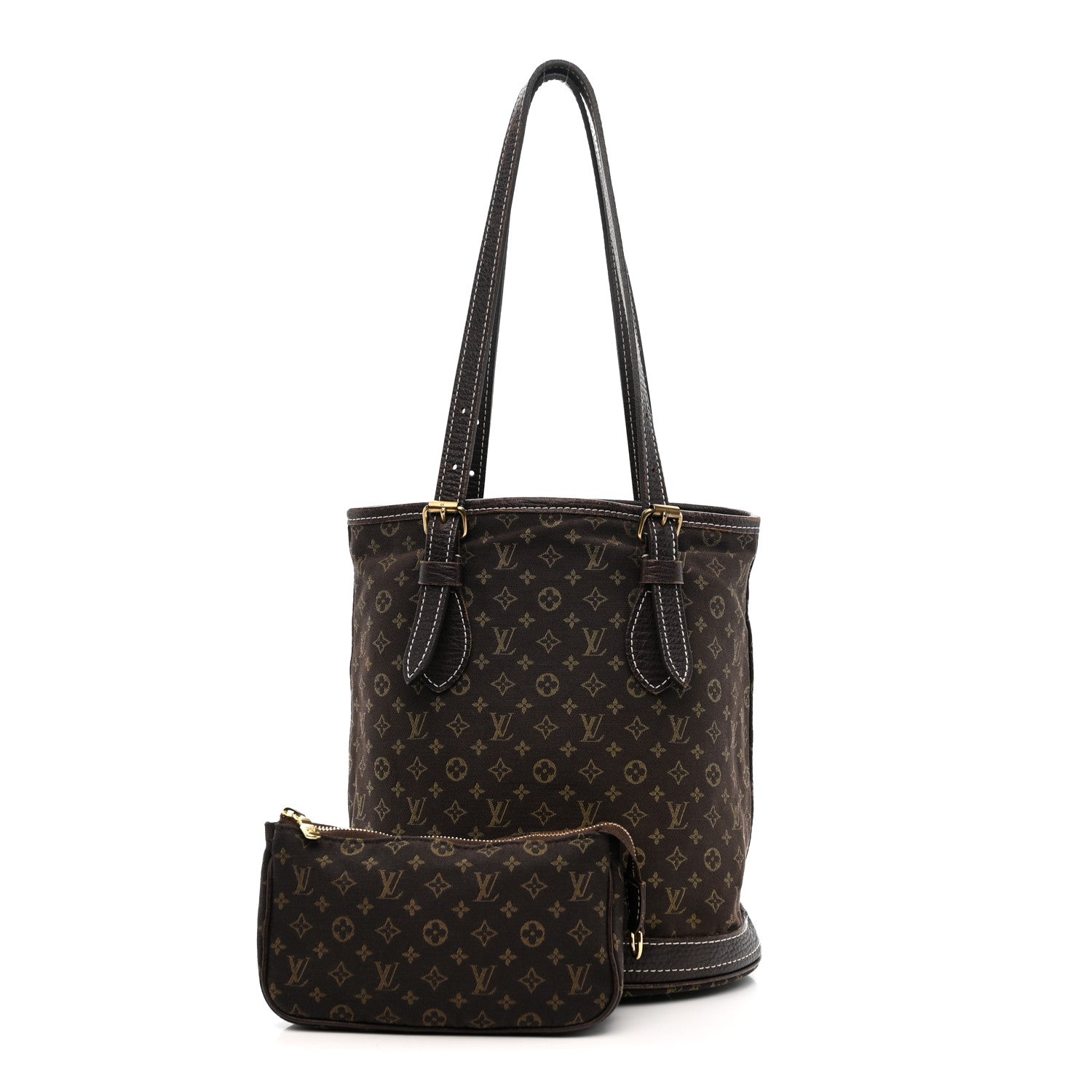 Louis Vuitton Mini Lin Monogram Bucket Bag Ebene