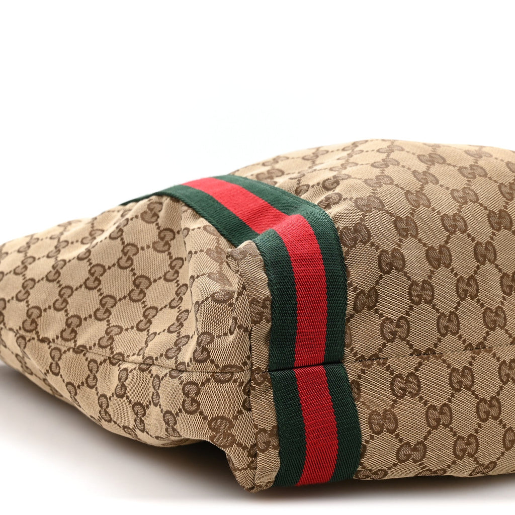 Gucci GG Monogram Medium Web Handle Vertical Tote Dark Brown
