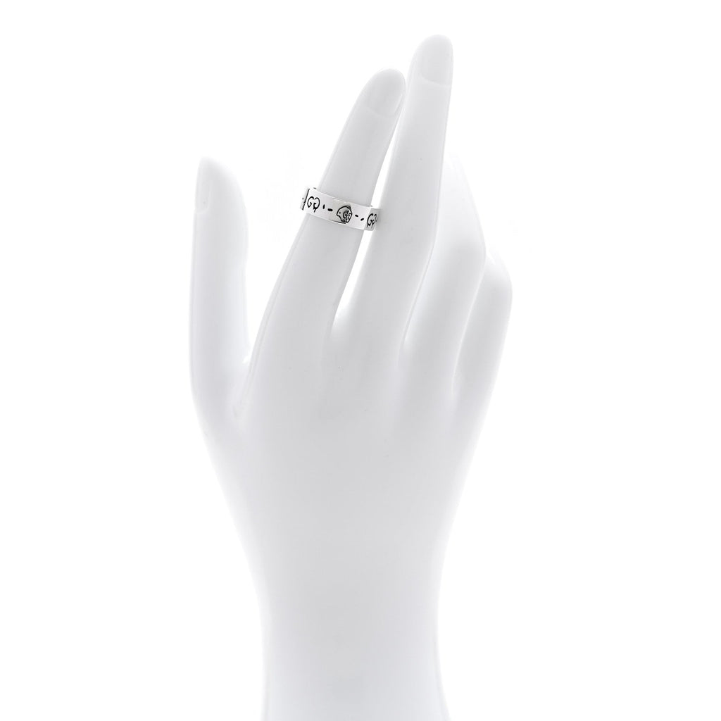 Gucci Sterling Silver 6mm GucciGhost Hamlet Skull Ring 50 5.25