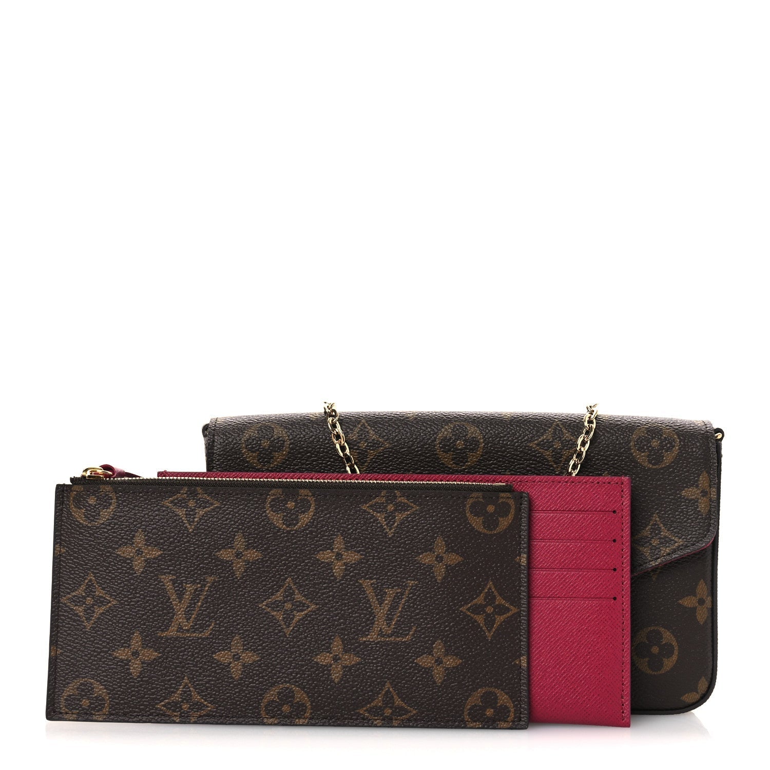 Louis Vuitton Monogram Pochette Felicie Chain Wallet Fuchsia