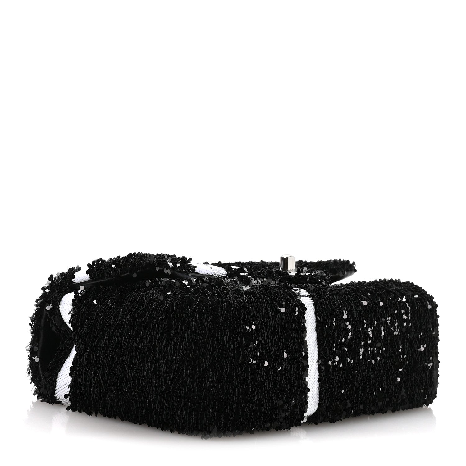 Chanel Sequin Ribbon Small Rectangular Flap Black White