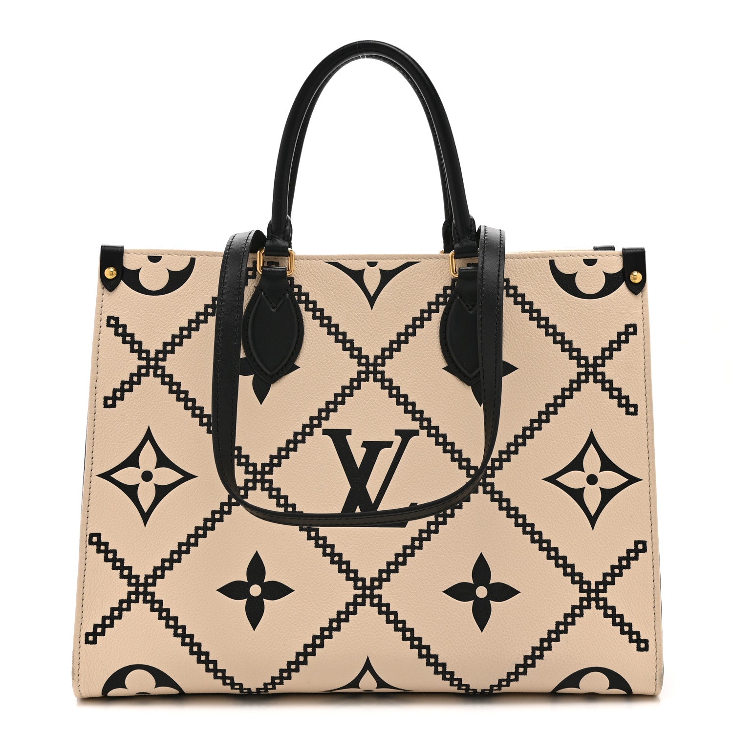 Louis Vuitton Empreinte Monogram Giant Broderies Onthego MM Cream Black