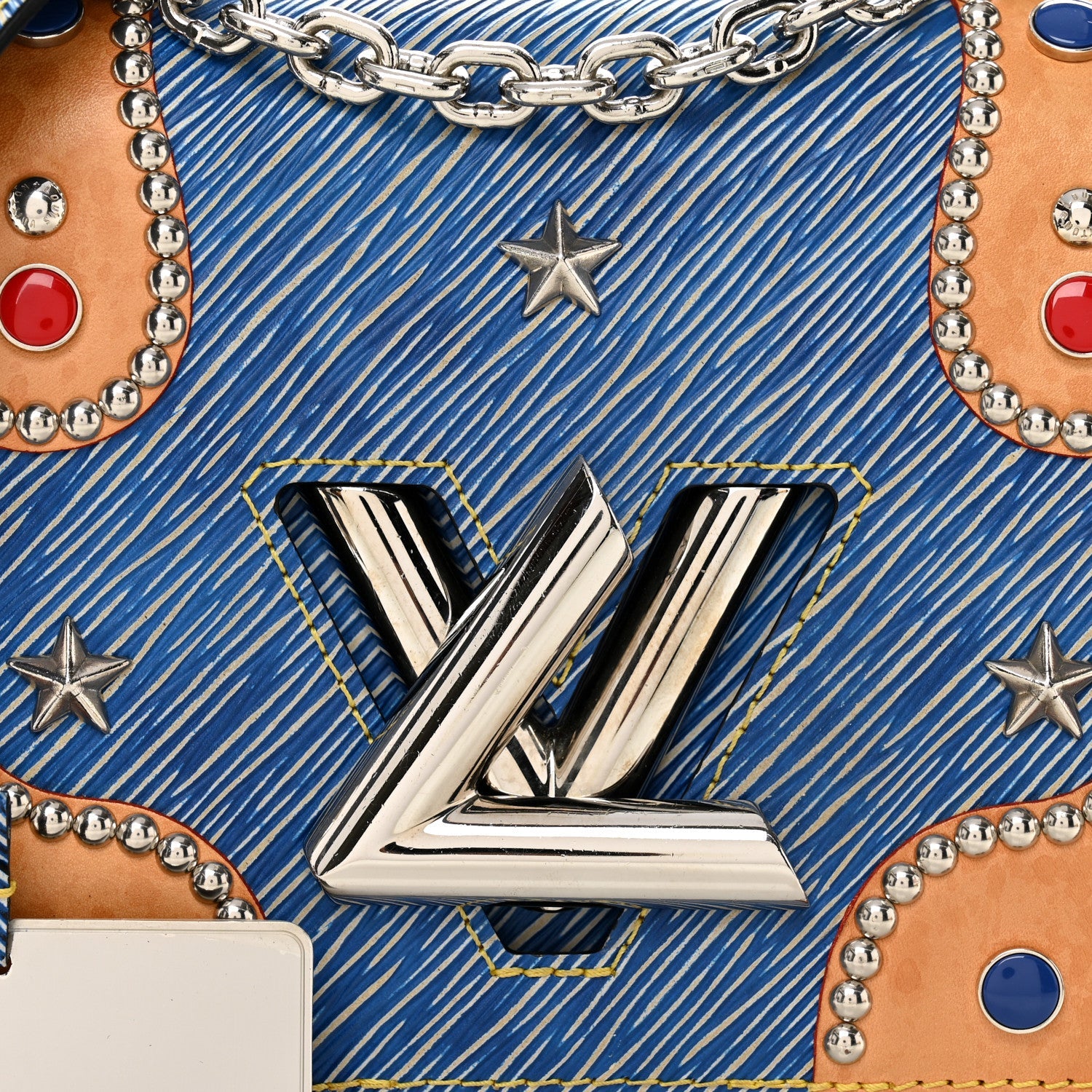 Louis Vuitton Epi Studded Twist Shoulder Bag MM Denim Light