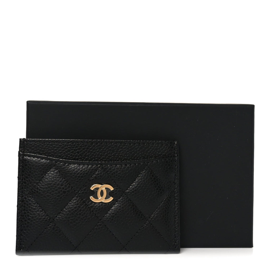 Caviar Quilted Card Holder Black