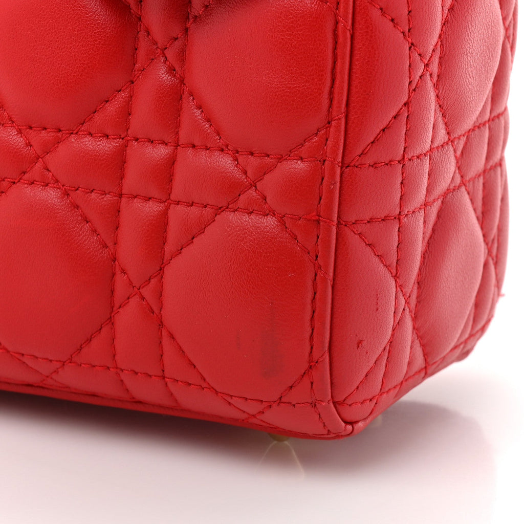 Christian Dior Lambskin Cannage Small My ABCDior Lady Dior Red