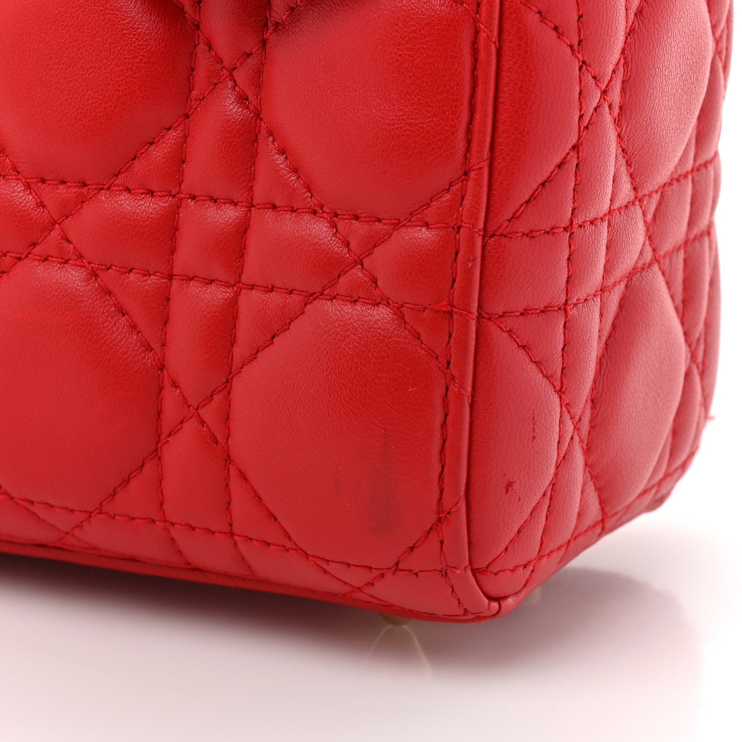 Christian Dior Lambskin Cannage Small My ABCDior Lady Dior Red