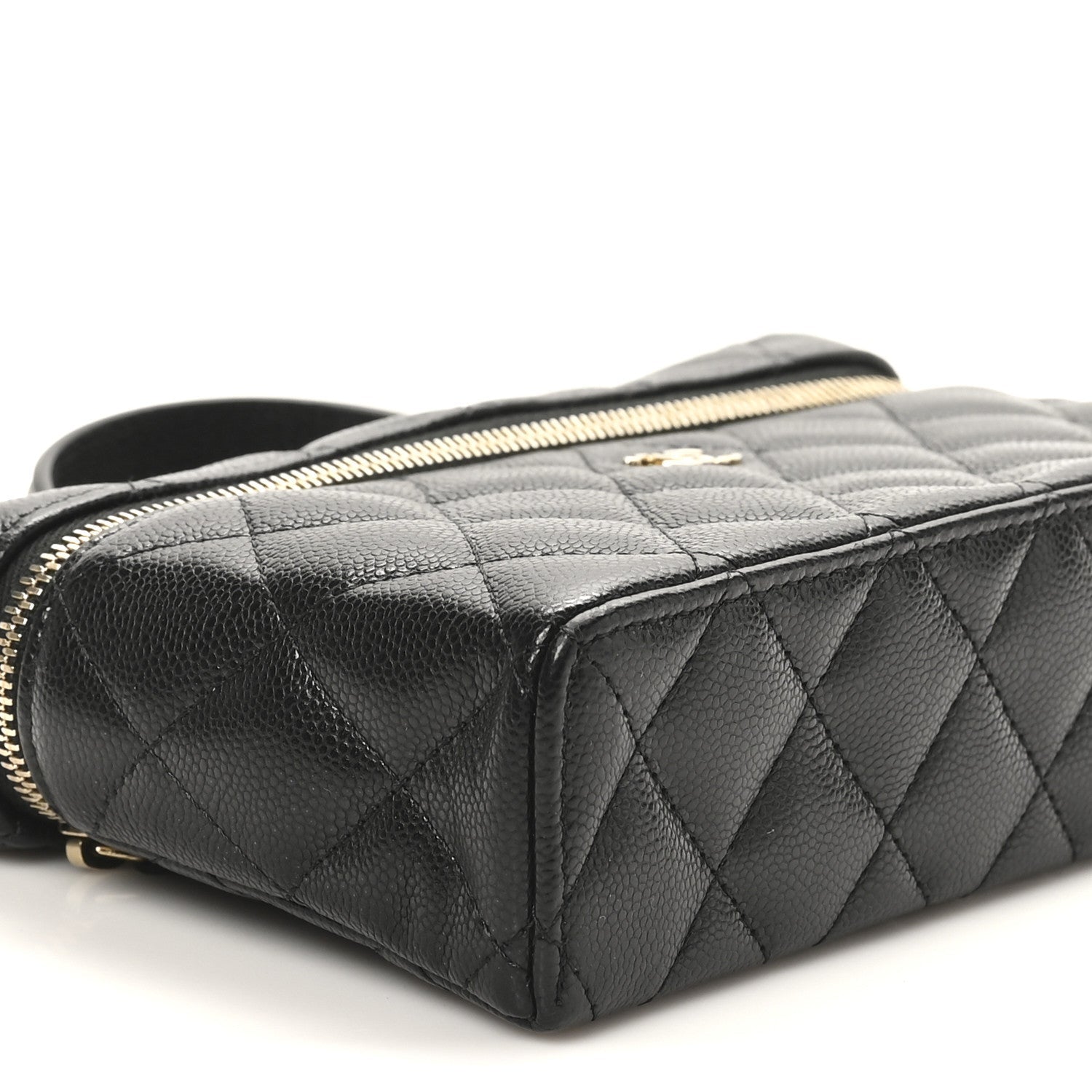Chanel Caviar Quilted Top Handle Slim Vanity With Chain Black