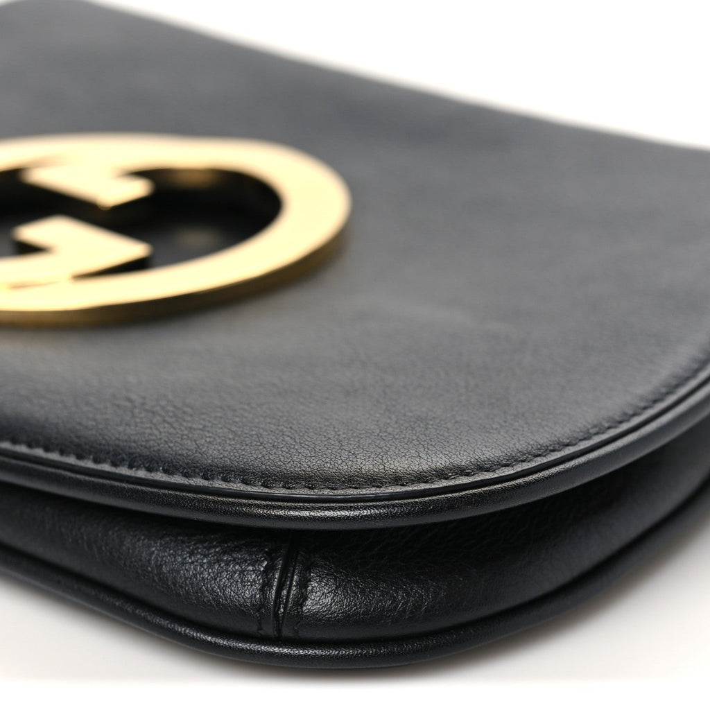 Gucci Roxy Calfskin Blondie Chain Shoulder Flap Bag Black